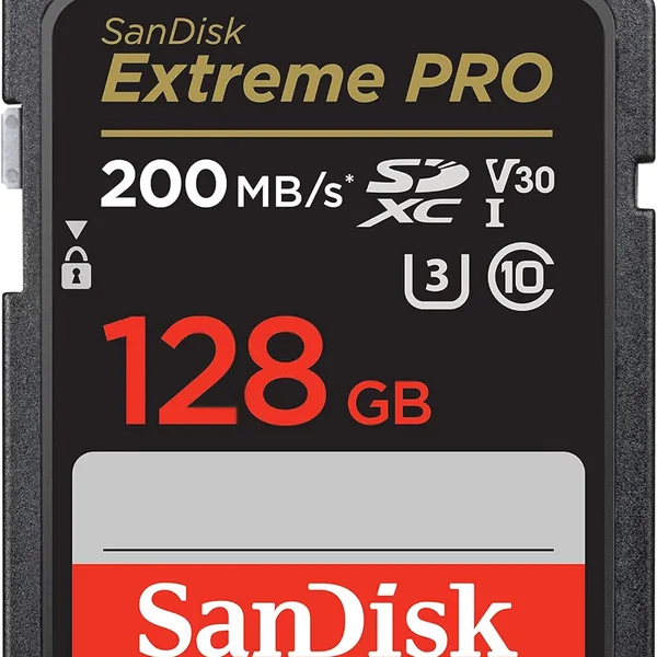 SanDisk 128GB Extreme PRO SD Card, 200 MB/s